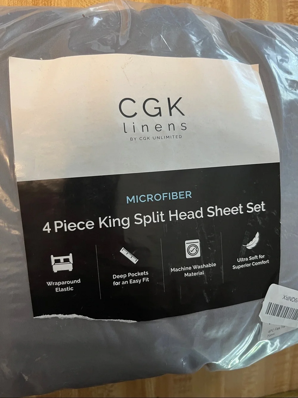 CKG Linens Microfiber 4 Piece King Split Head Sheet Set NWT